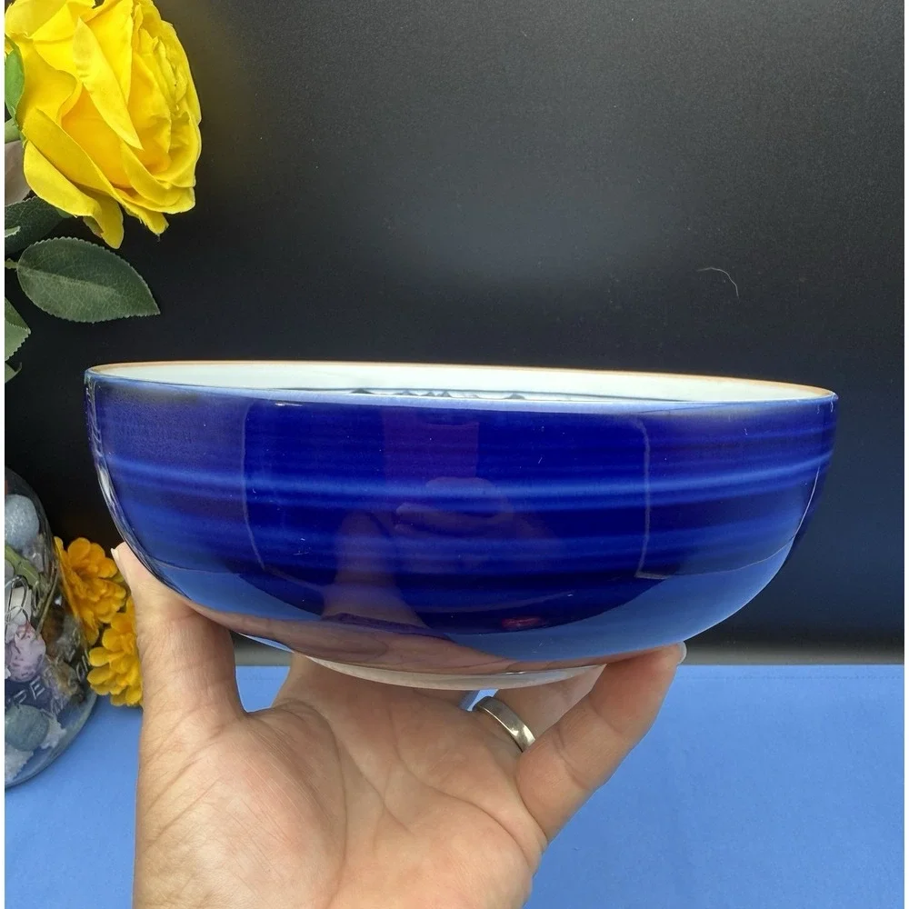 Japanese/Chinese Imari Style Blue & White Porcelain Rice Soup Bowl - 7